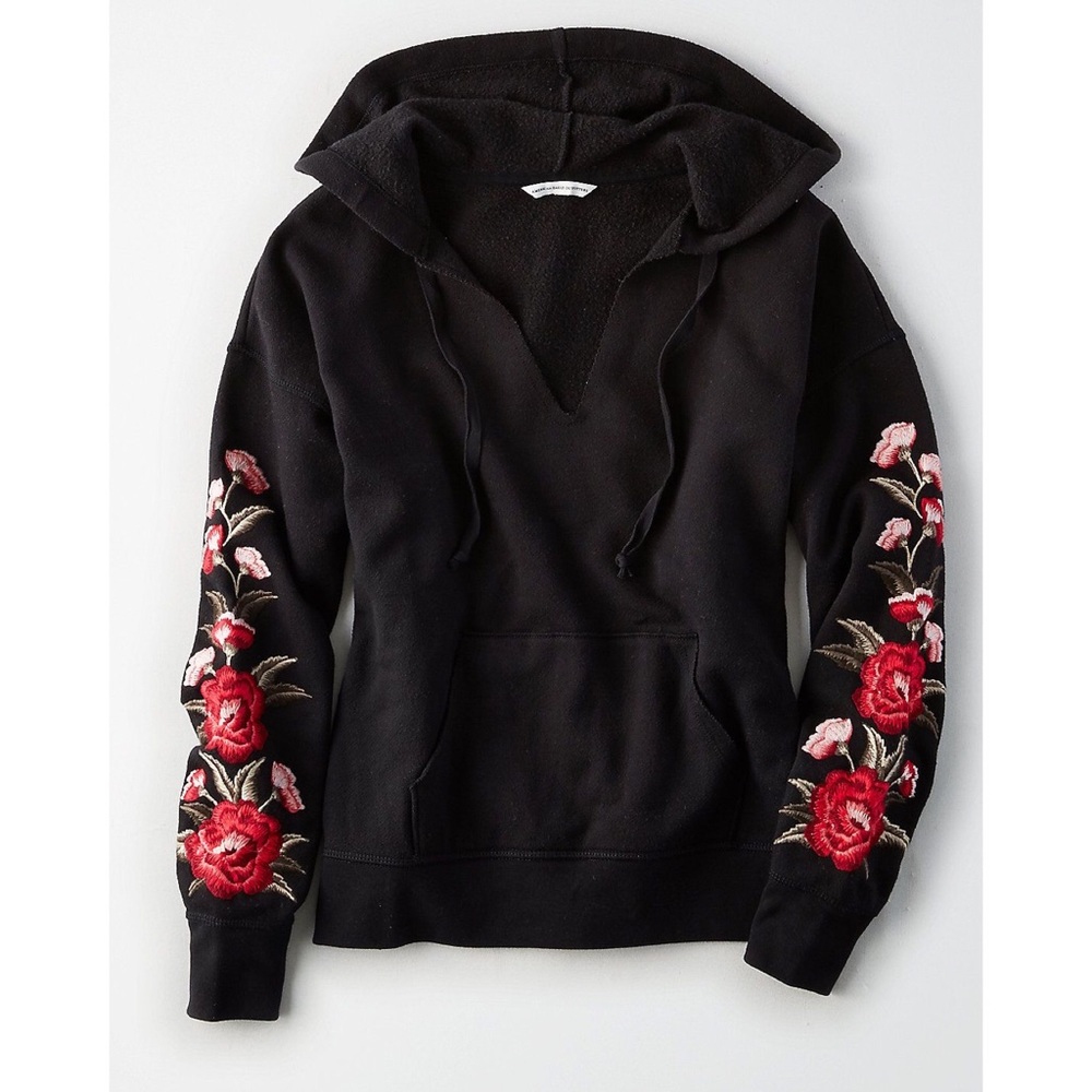 NWT American Eagle Notch Neck Embroidered Hoodie